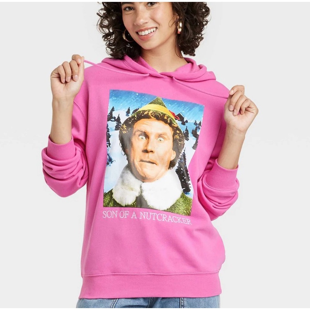 Elf Buddy the Elf‎ "Son of a Nutcracker" Pink Hoodie Hybrid Apparel Size L